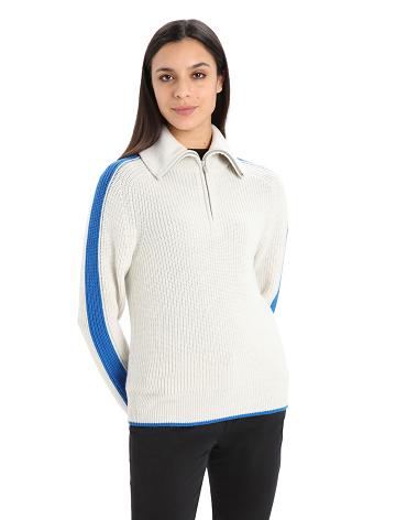 Icebreaker Merino Lodge Long Sleeve Half Zip Tröjor Dam Vita Blå | SE 1325JPQJ